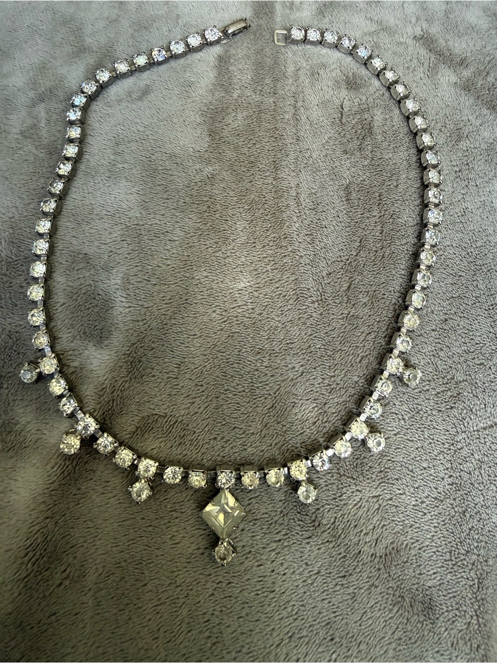 Vintage Crystal Drop Tennis rhinestone Necklace